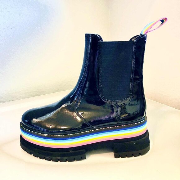 NWOT KURT GEIGER LONDON Birdie Rainbow Platform Chelsea Boot Black 6 MSRP $240 - Picture 3 of 9